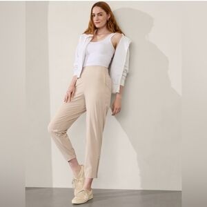 Athleta Cream Ankle Cropped Pants Relaxed Fit